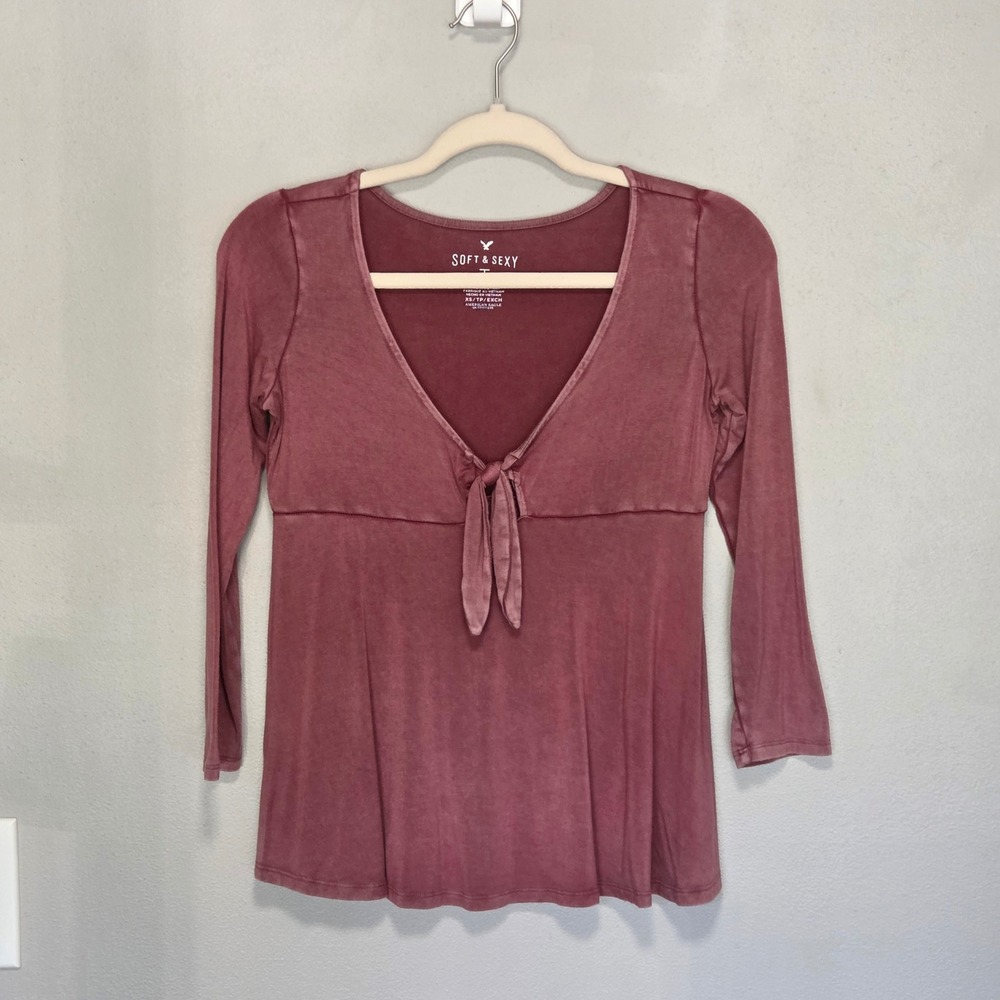 American Eagle Babydoll Top Women XS Tie Front Romantic Feminine Soft Whimsigoth